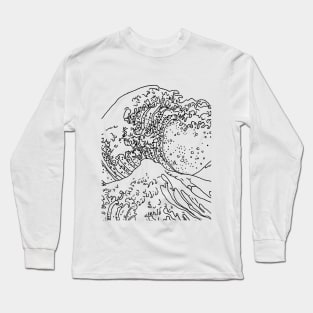 Black and White Japanese Wave - Great Wave Off Kanagawa Long Sleeve T-Shirt